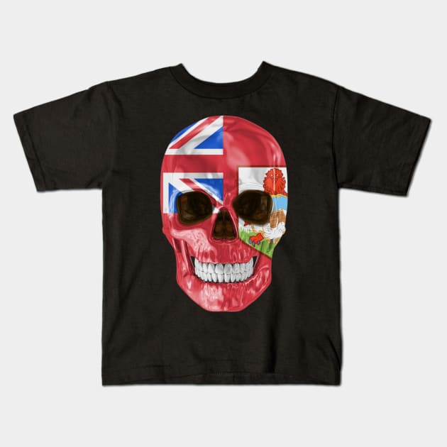 Bermuda Flag Skull - Gift for Bermudian With Roots From Bermuda Kids T-Shirt by Country Flags